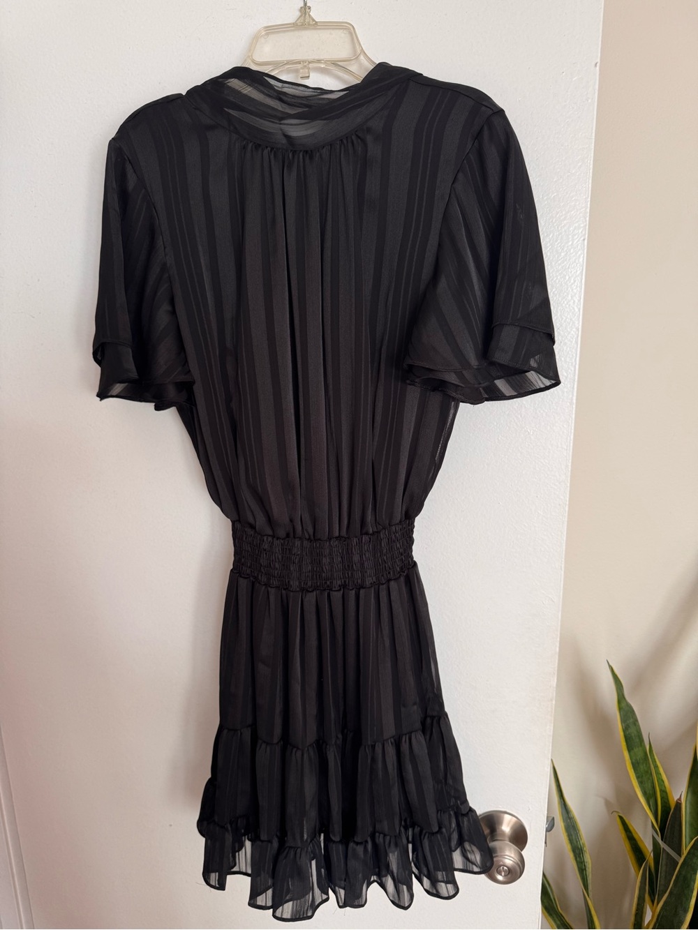 Black Tiered Short Sleeve Dress - Women's